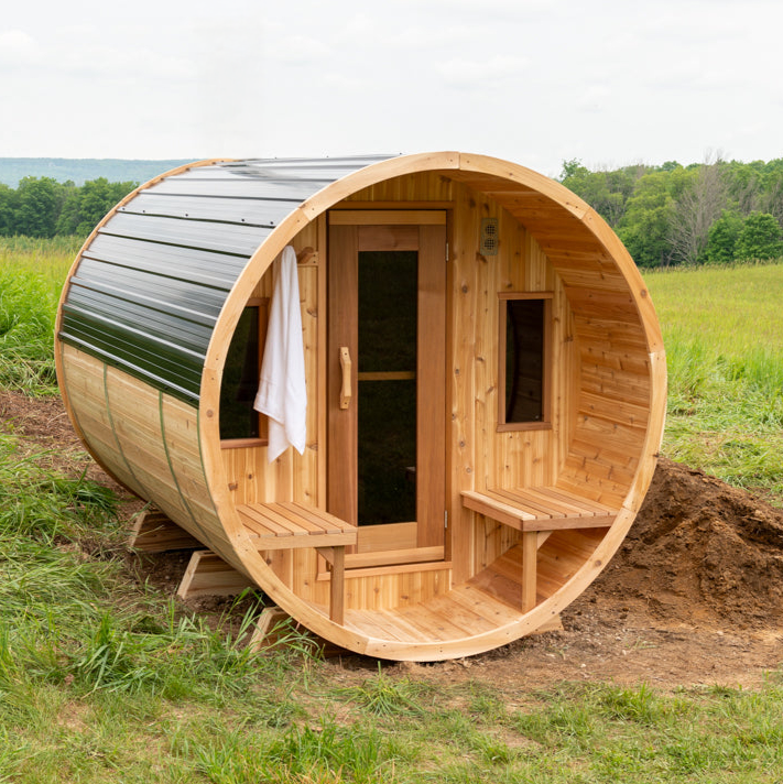 Knotty Cedar Barrel Sauna 6' x 6'
