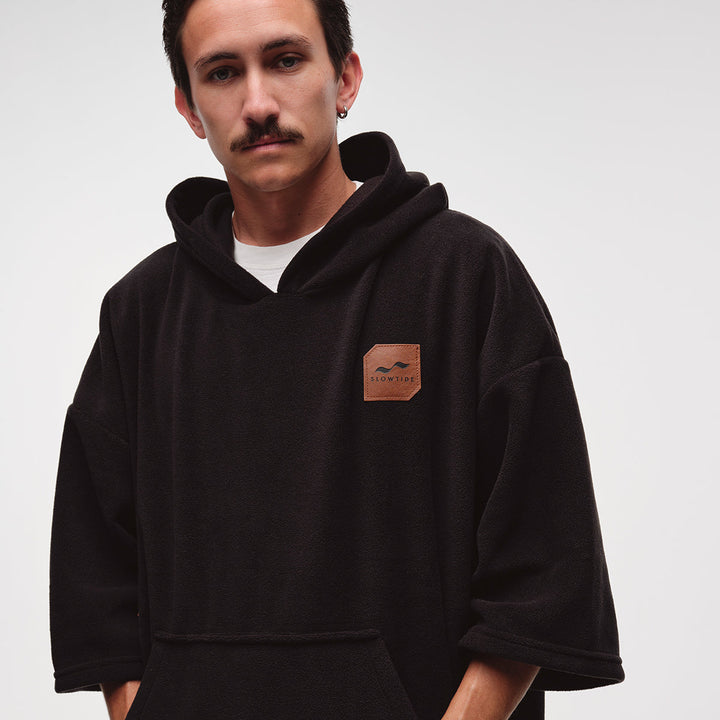 Everyday Chilling Fleece Poncho - Black