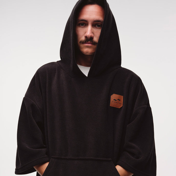Everyday Chilling Fleece Poncho - Black