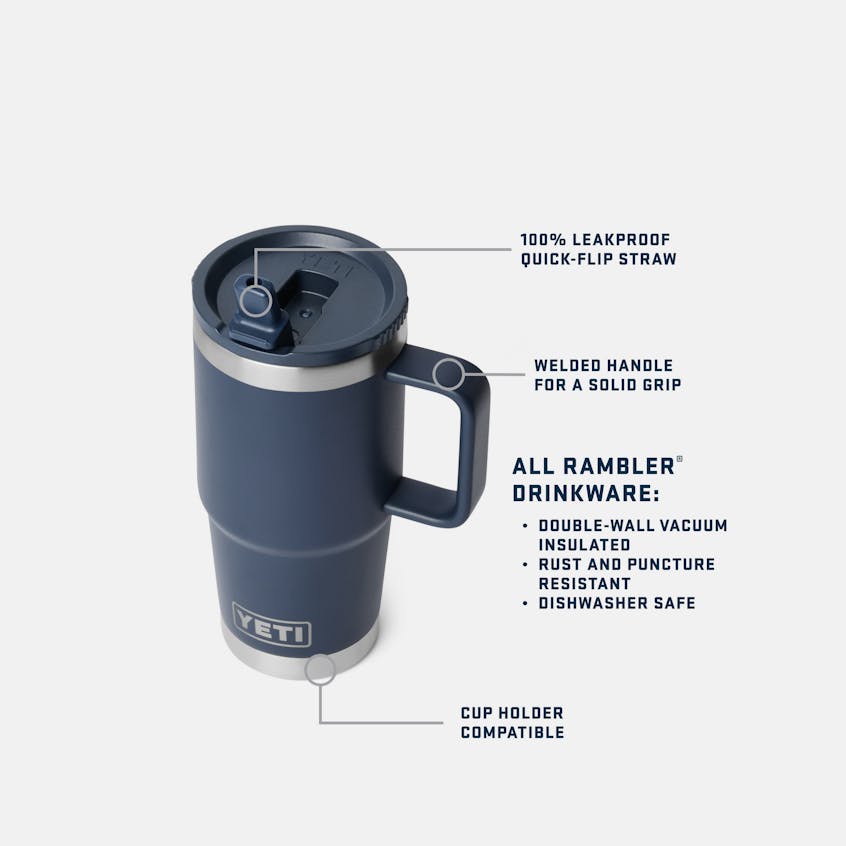 YETI Rambler® 20 oz / 591 ml Travel Straw Mug | WITH COLOUR-MATCHED STRAW LID