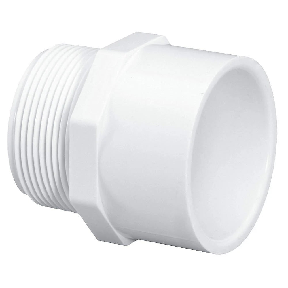 1.5" x 2" White MPT x Slip SCH40 Reducing Male Adapter