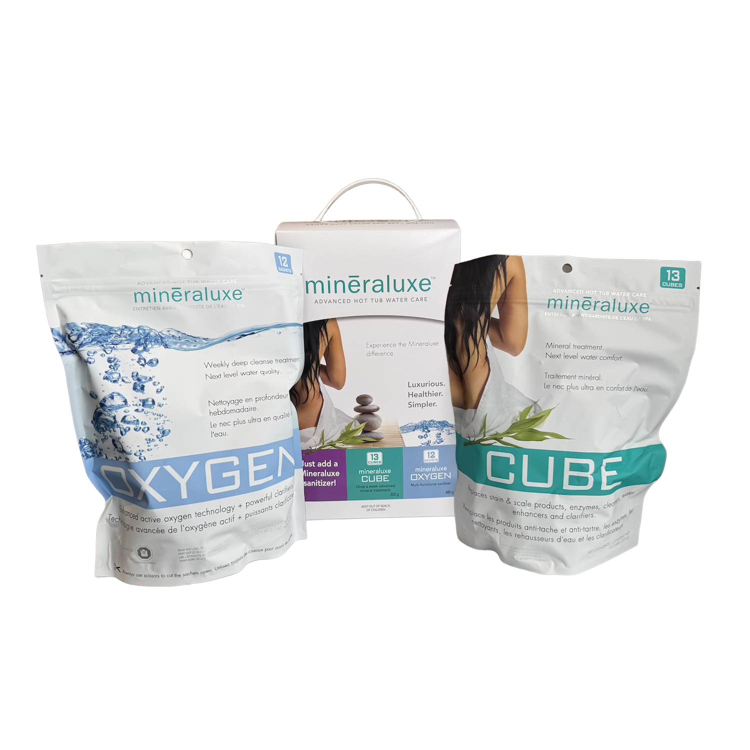 Trousse de spa Mineraluxe en 2 parties | Système 3 mois (sans désinfectant)