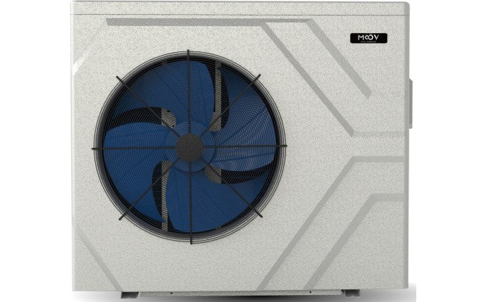 Heat Pump unit with blue fan on a white background