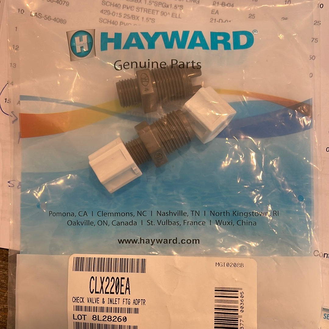 Hayward® Chlorinator Inlet & Check Valve Fitting